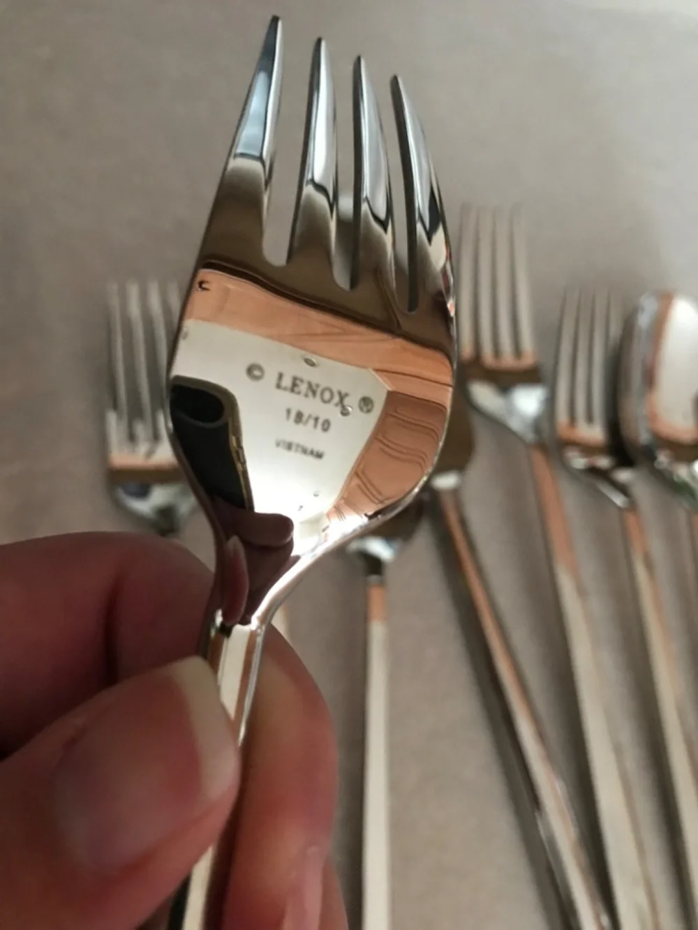 Lenox ANGLE 5pc Stainless 18/10 Flatware Set for 2 Glossy Silver Modern Slim NEW